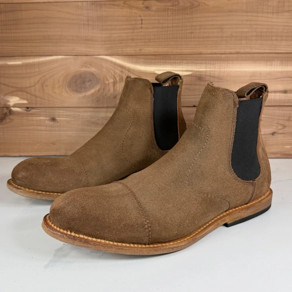 Freebird Curtis Mens Brown Suede Cap Toe Chelsea Boots Size 8 Leather Sole‎